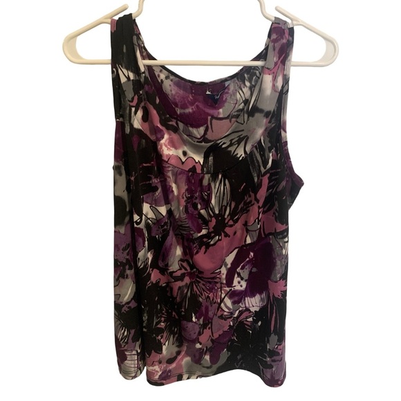 💚 Reitmans Floral Sleeveless Top | Purple Black Grey White | Women's XL/TG - Picture 1 of 7